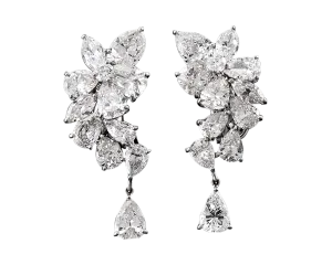 Diamond Cluster Drop Earrings, 11.30 Carats