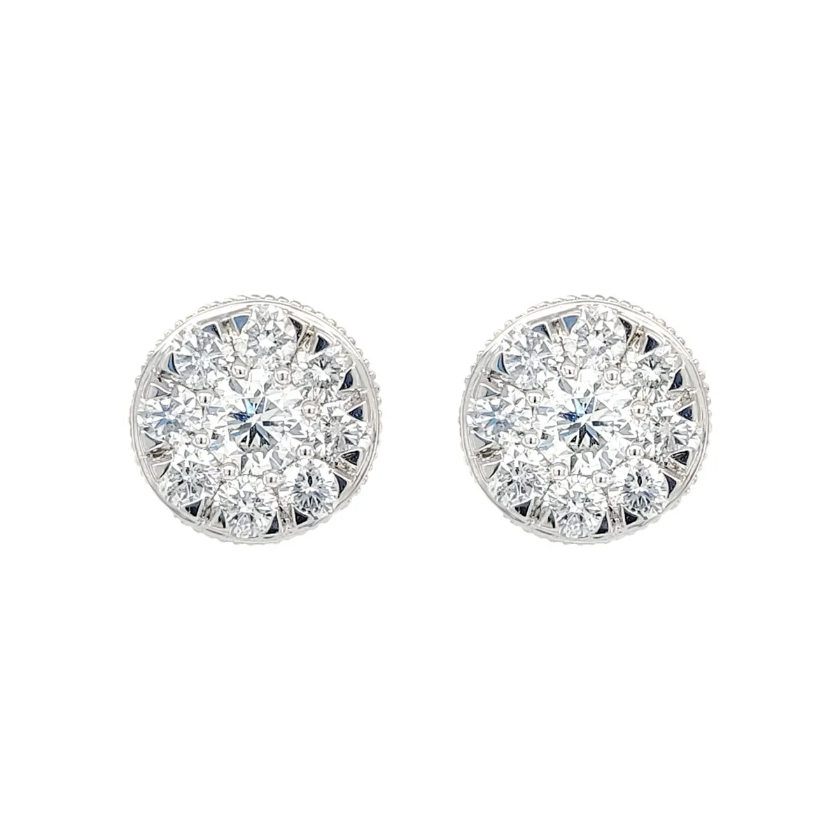 Diamond Cluster Stud Earrings, 1.50 ctw