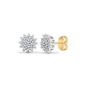 DIAMOND CLUSTER STUD EARRINGS IN 9K WHITE GOLD