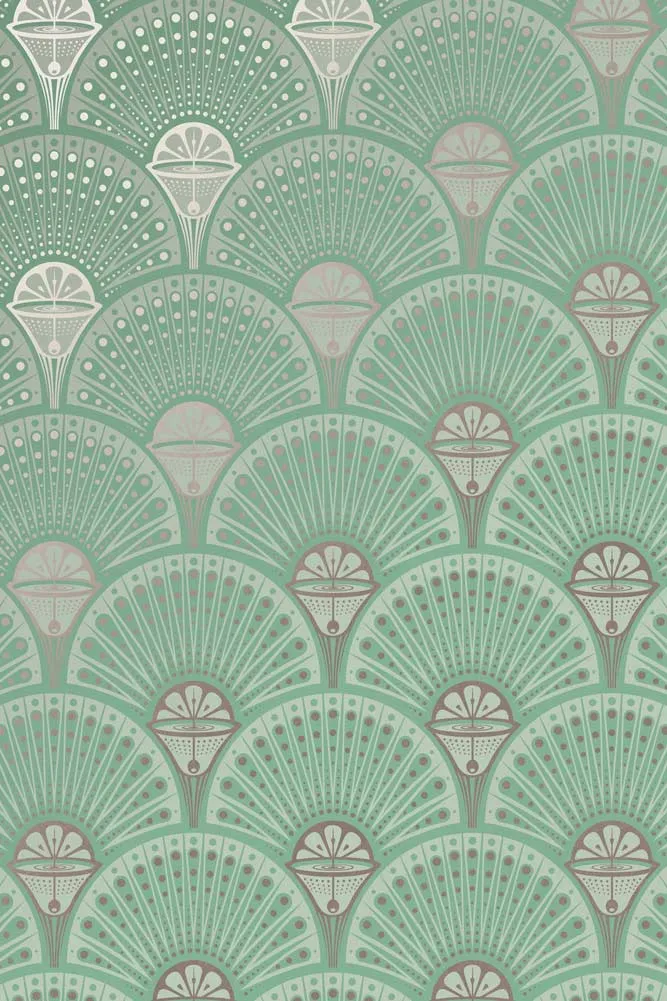 Divine Savages Deco Martini Copper Patina Wallpaper