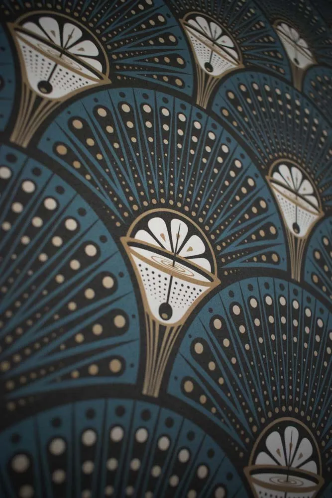 Divine Savages Deco Martini Teal Wallpaper