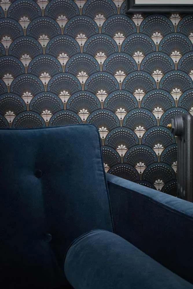 Divine Savages Deco Martini Teal Wallpaper