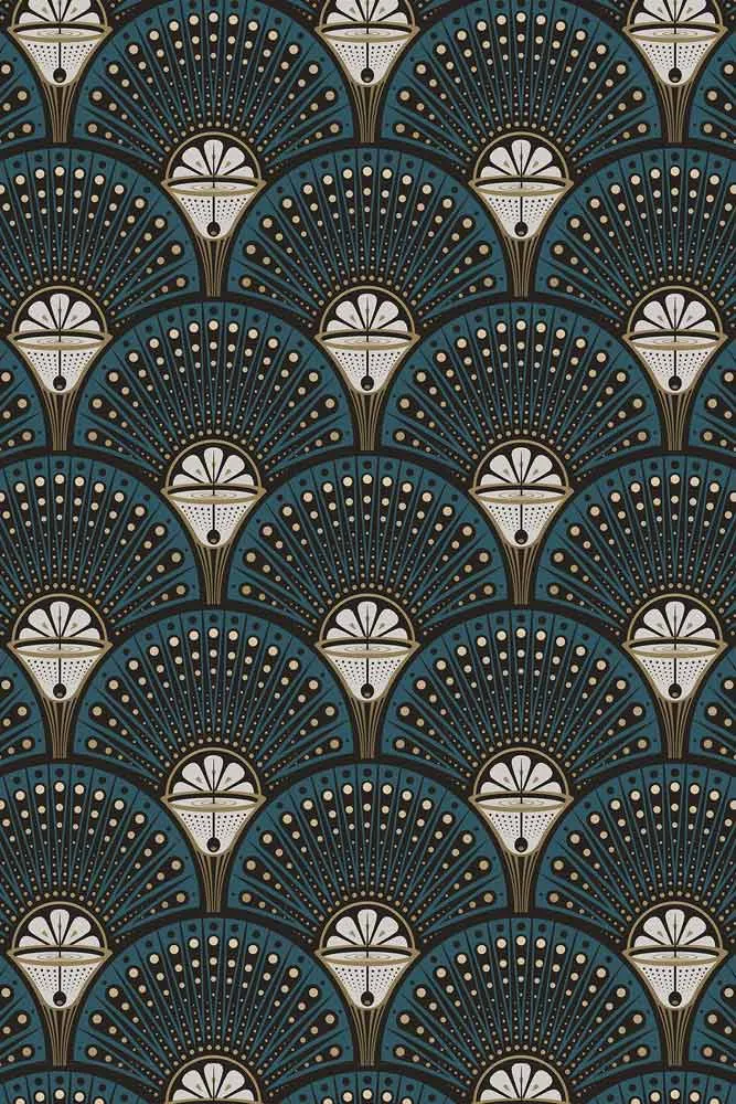 Divine Savages Deco Martini Teal Wallpaper