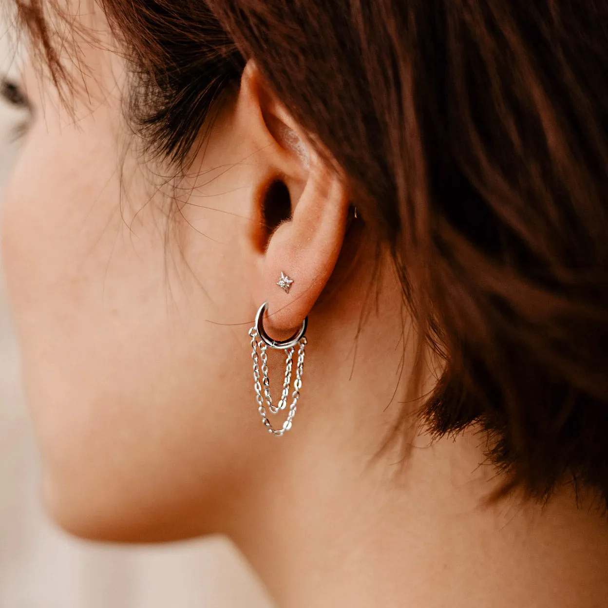 Double Chain Hoop Earrings