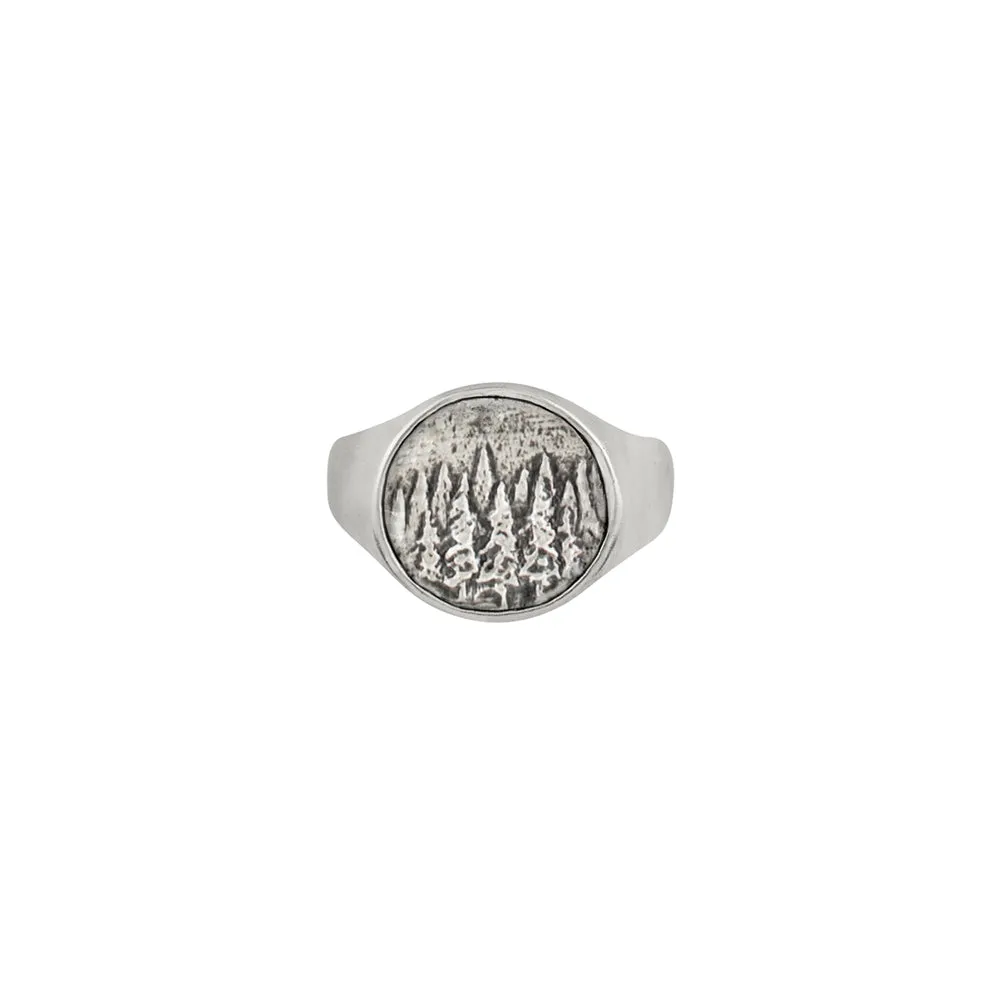 Elements Signet Ring - Treeline in Silver