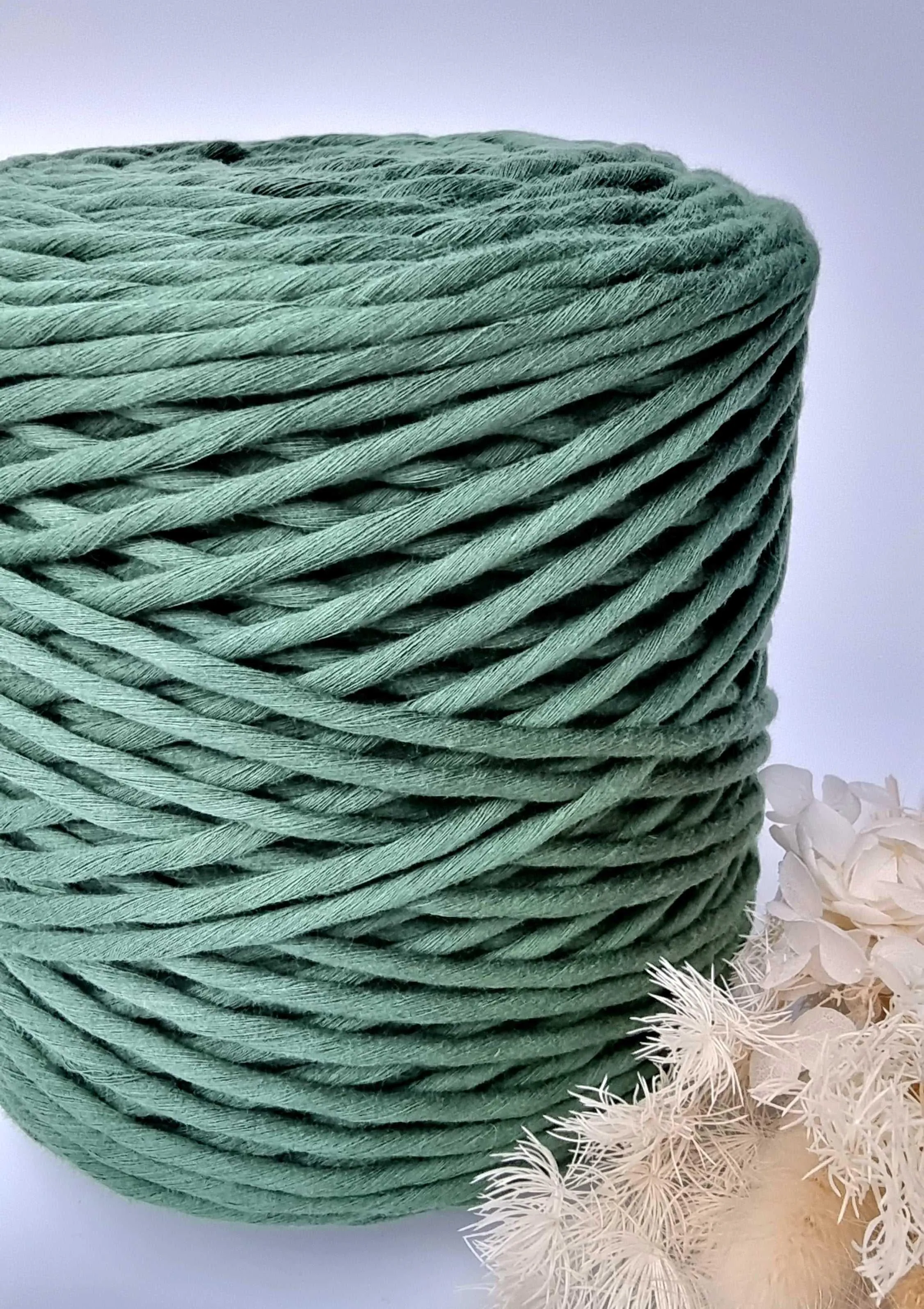 Emerald Green Macrame Cord - 3MM  Single Strand Luxe Cotton String 1KG