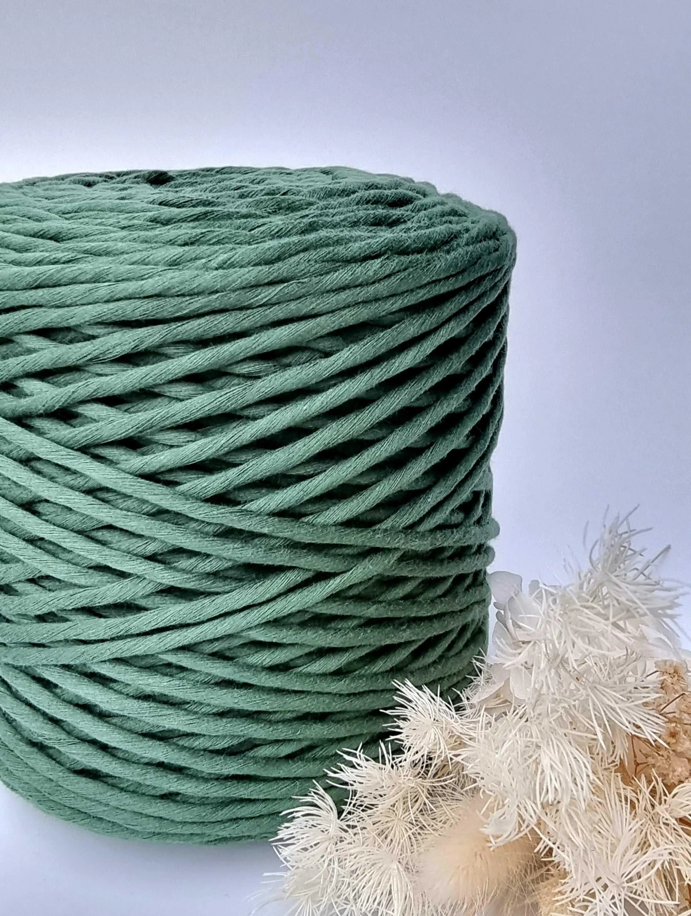 Emerald Green Macrame Cord - 3MM  Single Strand Luxe Cotton String 1KG