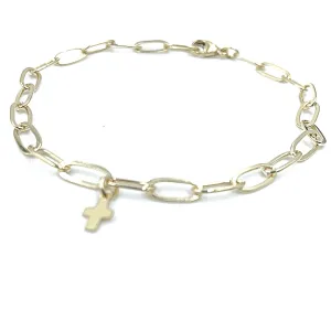 Essential Paperclip Links Bracelet in 14k gold filled with luxe cross