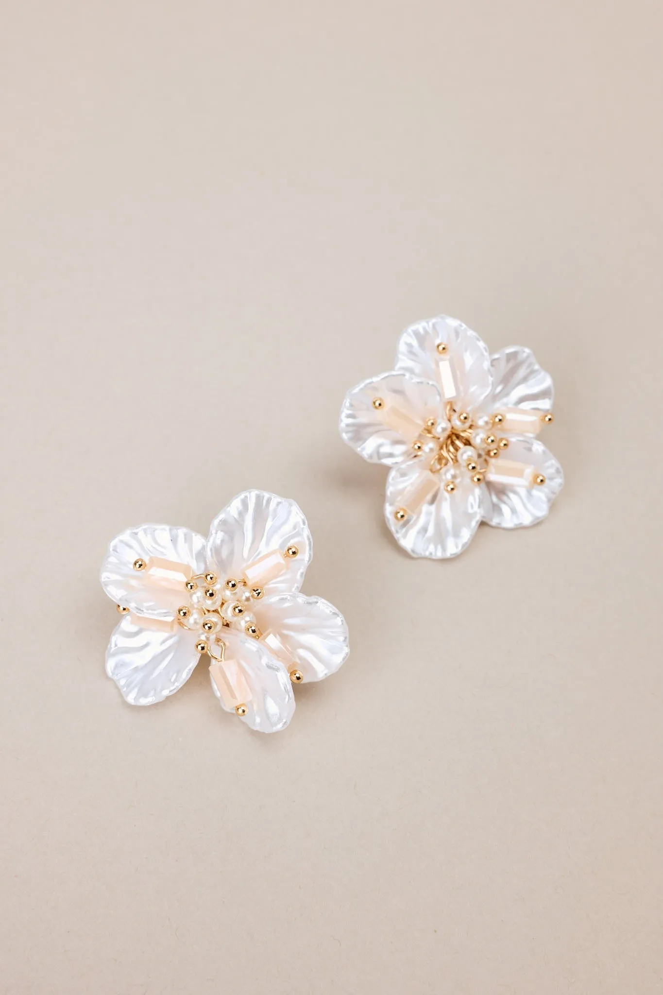 Ethereal Glow Ivory Pearlescent Floral Earrings