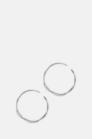 Fine Twist Hoop Earrings Silver