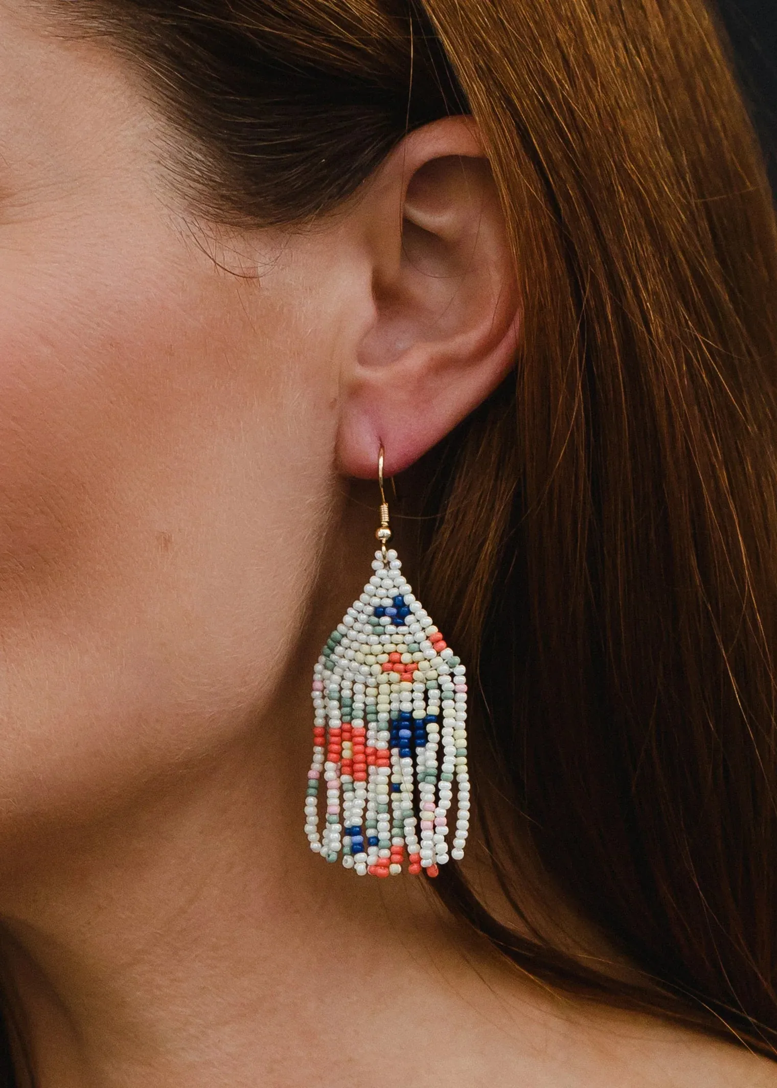 Floral Beaded Dangle Earrings