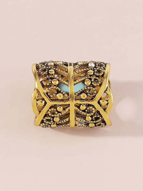 Geometric Hollow Rhine Stones Rings Accessories