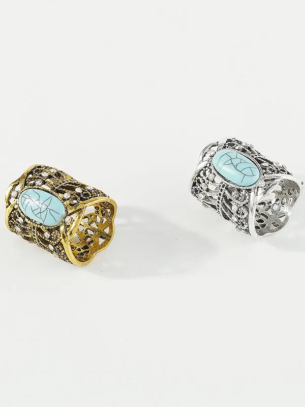 Geometric Hollow Rhine Stones Rings Accessories