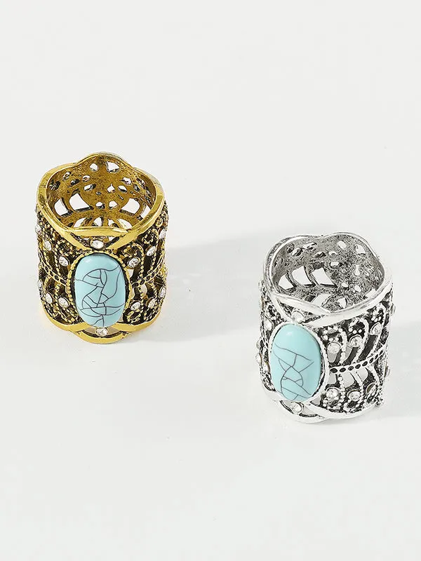 Geometric Hollow Rhine Stones Rings Accessories