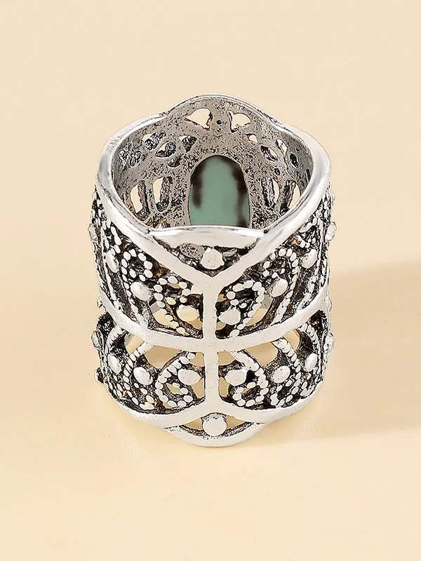 Geometric Hollow Rhine Stones Rings Accessories