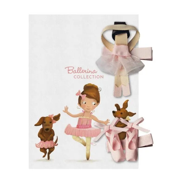 GIFT SET – BALLERINA AND SHOES – ALLIGATOR CLIP – Powder Pink