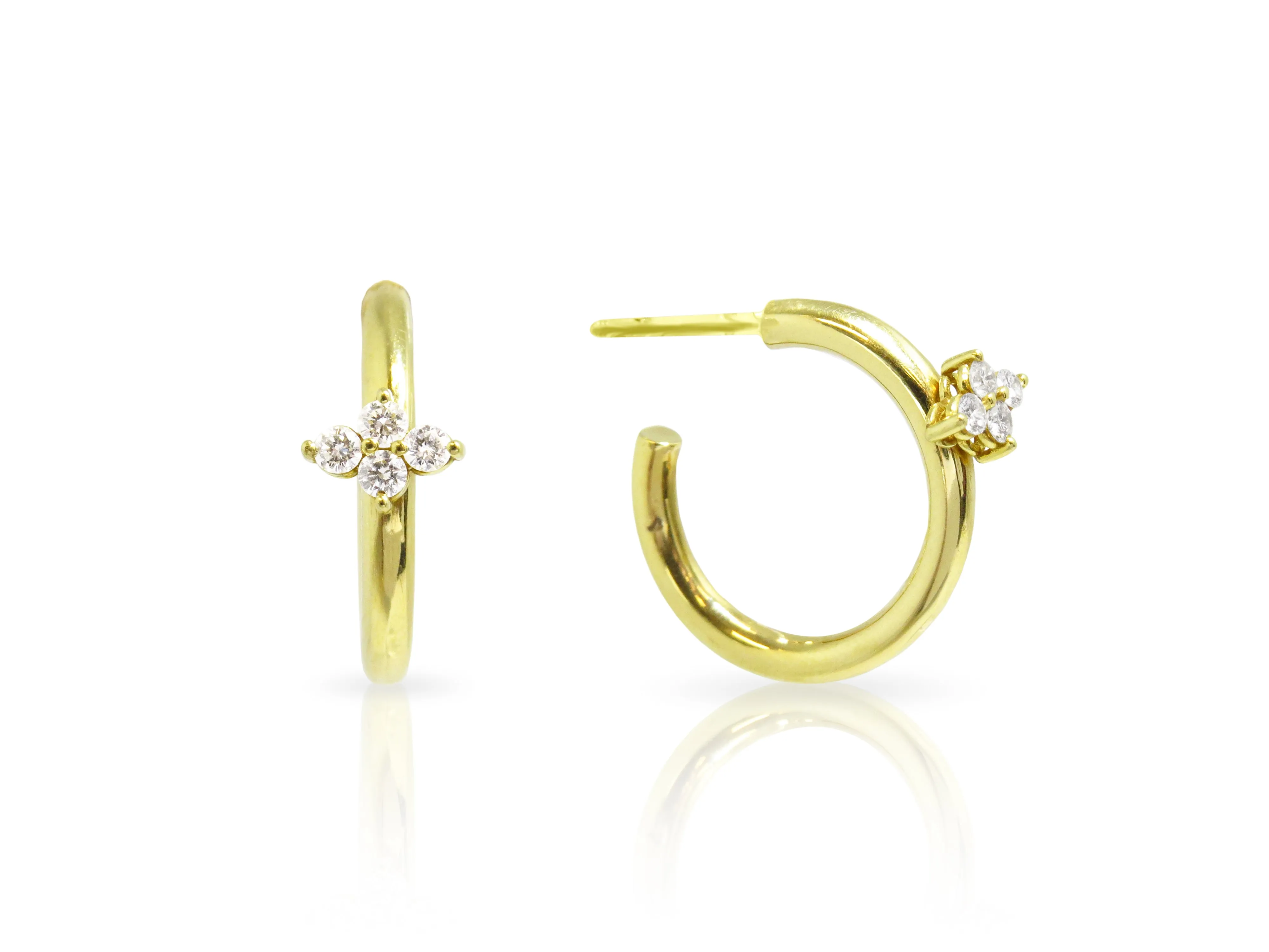 Gold and Diamond Hoop Earrings