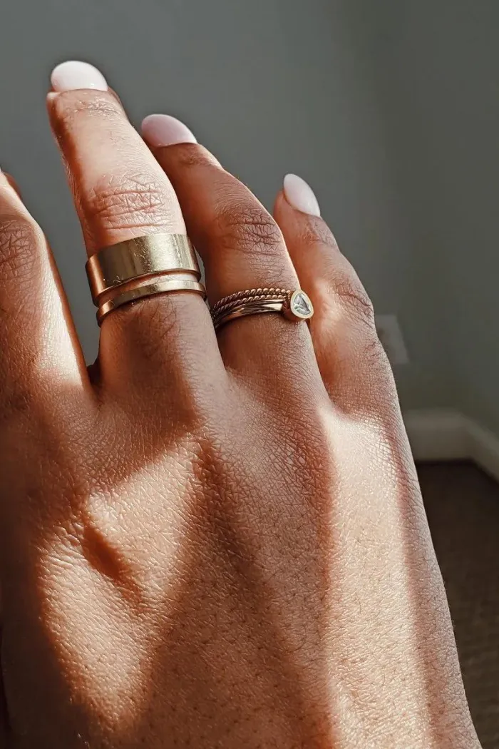 Gold Geo Wide Bar Ring