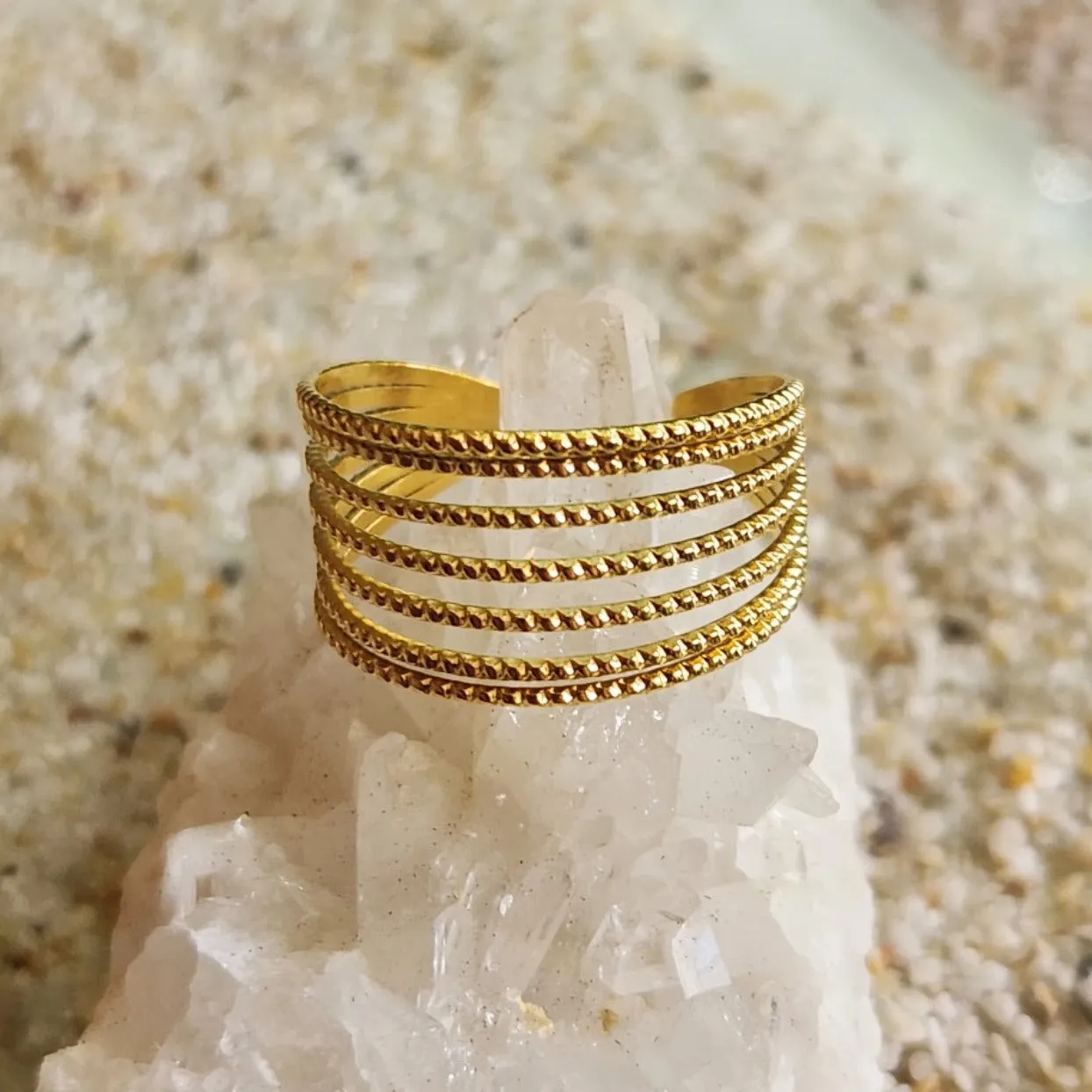 GOLDEN SPHERE - ADJUSTABLE GOLD LAYERED WATERPROOF RING