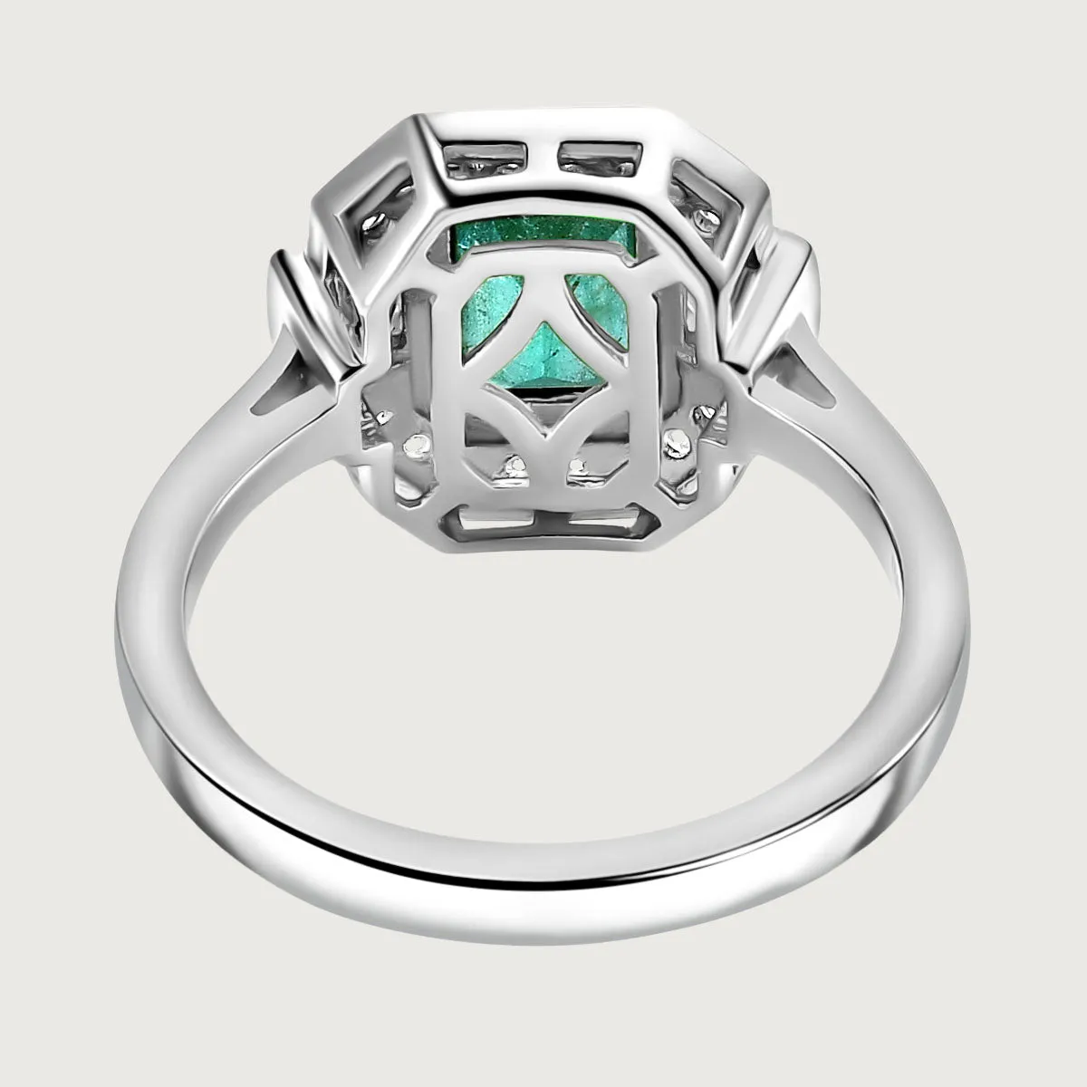 Grecian Octagon Emerald Halo Ring