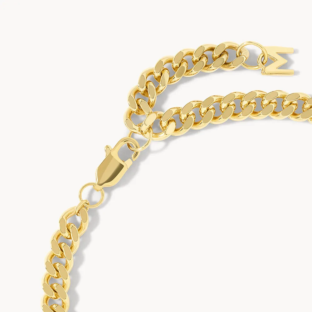 Green Agate Curb Chain Bracelet in Gold