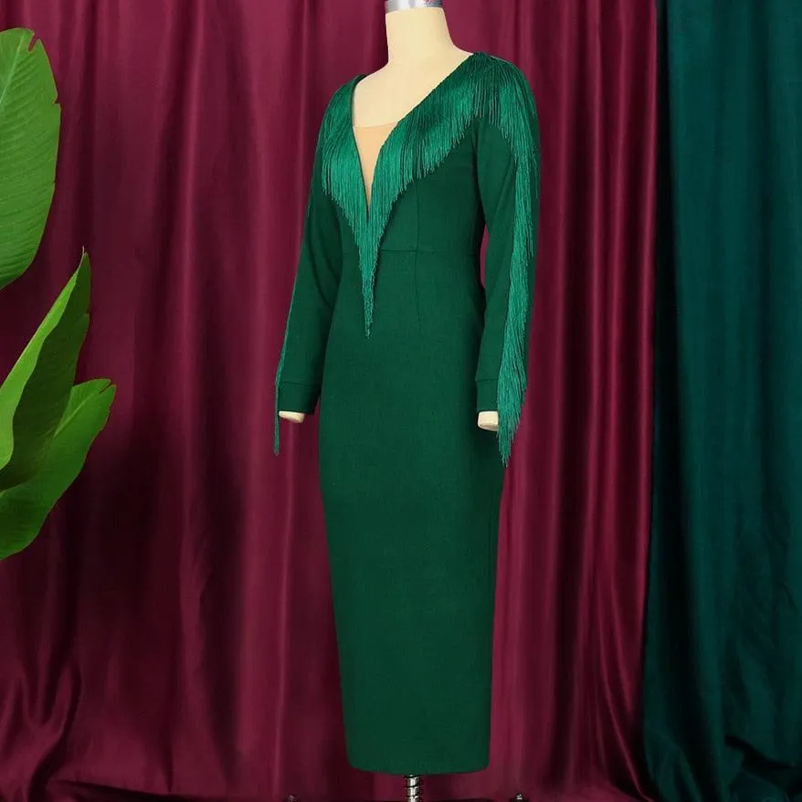 Green Tassel Party Dress