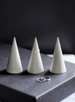 Handcrafted Grey Concrete Ring Storage Display Cone