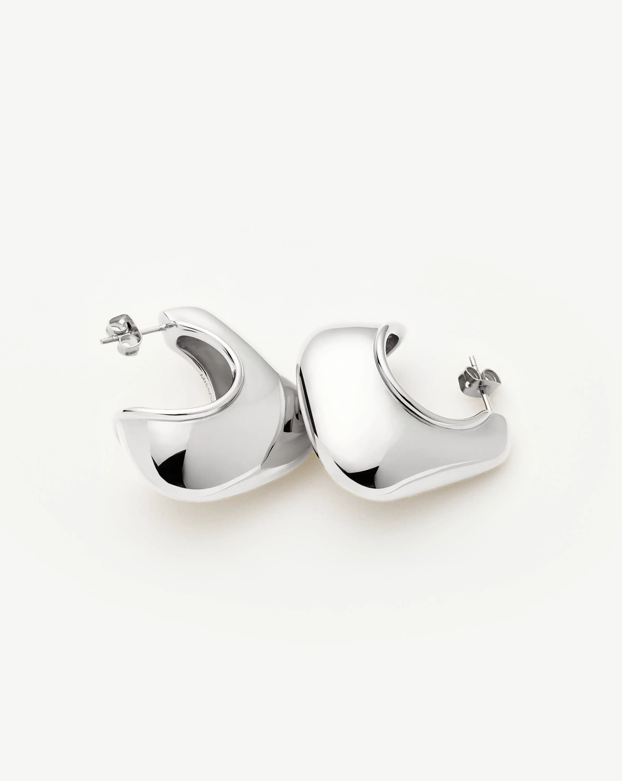 Hera Dome Large Hoop Earrings | Silver Plated