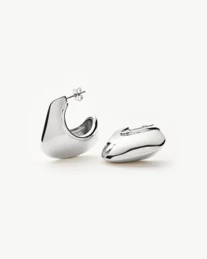 Hera Dome Large Hoop Earrings | Silver Plated