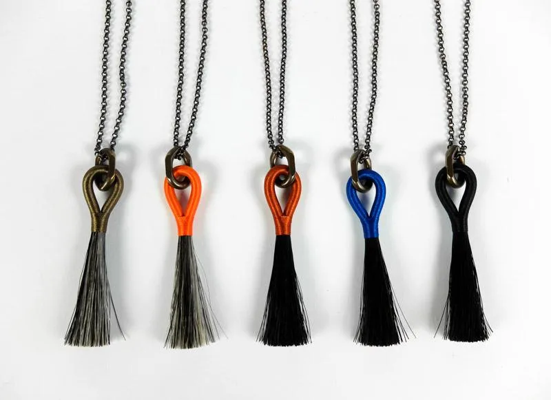 Horse Tassel Necklace - Cobalt/Black