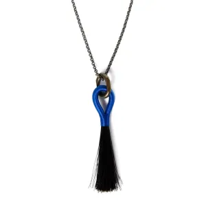 Horse Tassel Necklace - Cobalt/Black