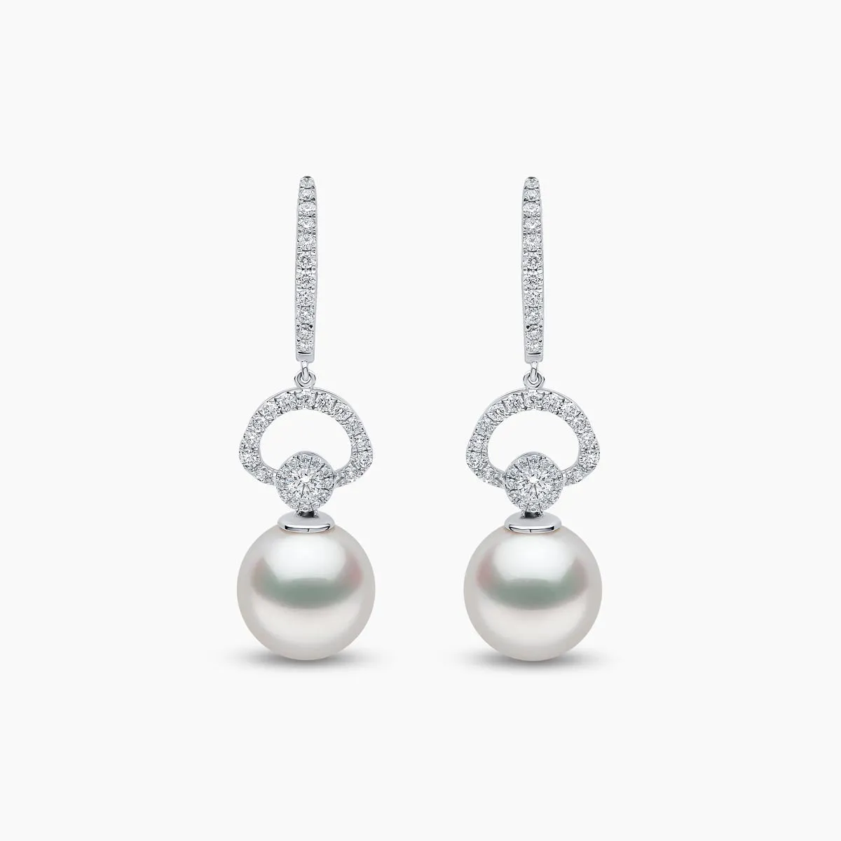 Jazz 18K Gold Pearl and Diamond Drop Earrings