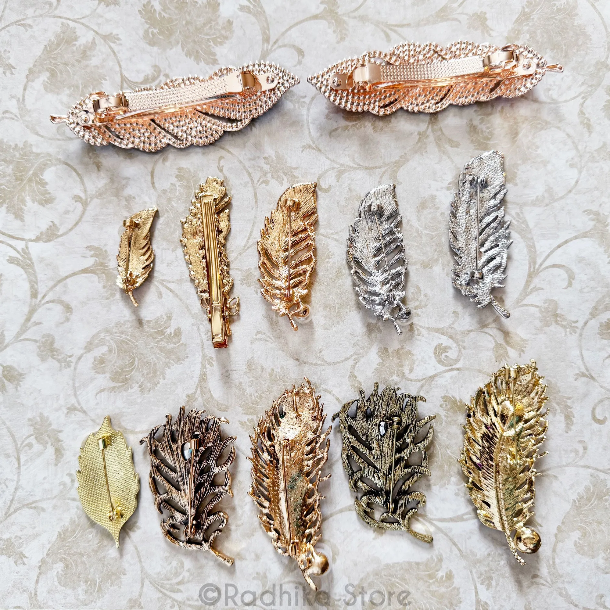 Jeweled Feathers - Pendants - ( Pins )