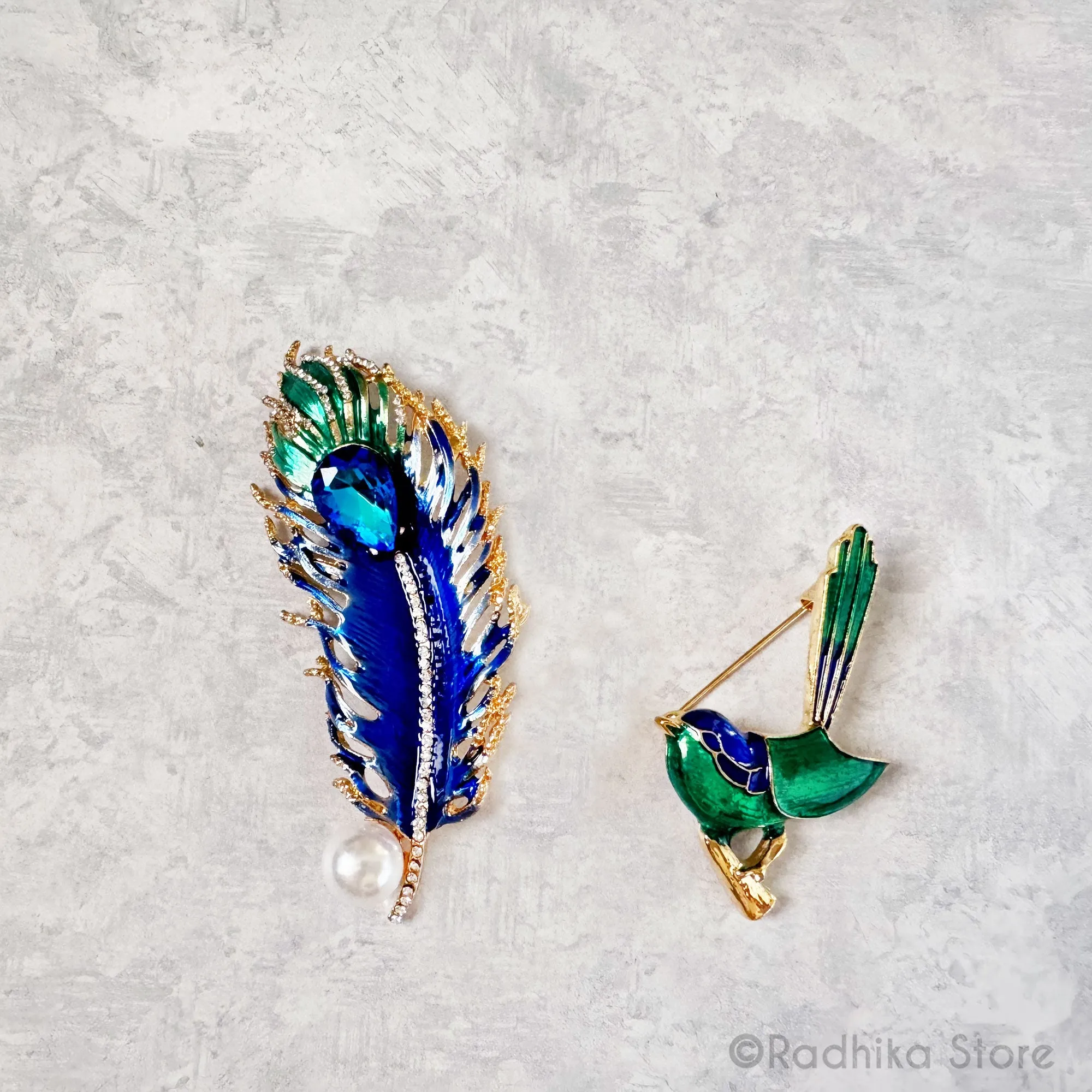 Jeweled Feathers - Pendants - ( Pins )