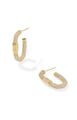 Kendra Scott Emery Gold White Crystal Hoop Earrings