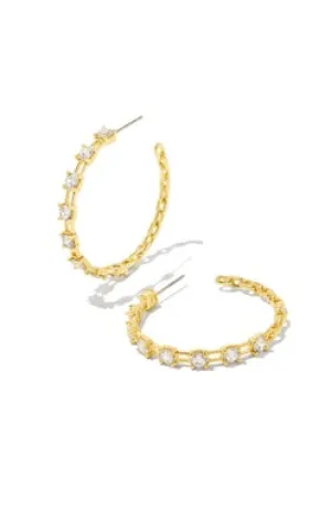 Kendra Scott Lexi Hoop Gold White Crystal Earrings