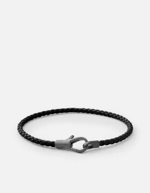 Knox Leather Bracelet, Matte Black