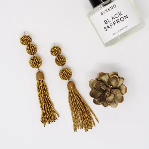 Luster metallic beaded drop earrings