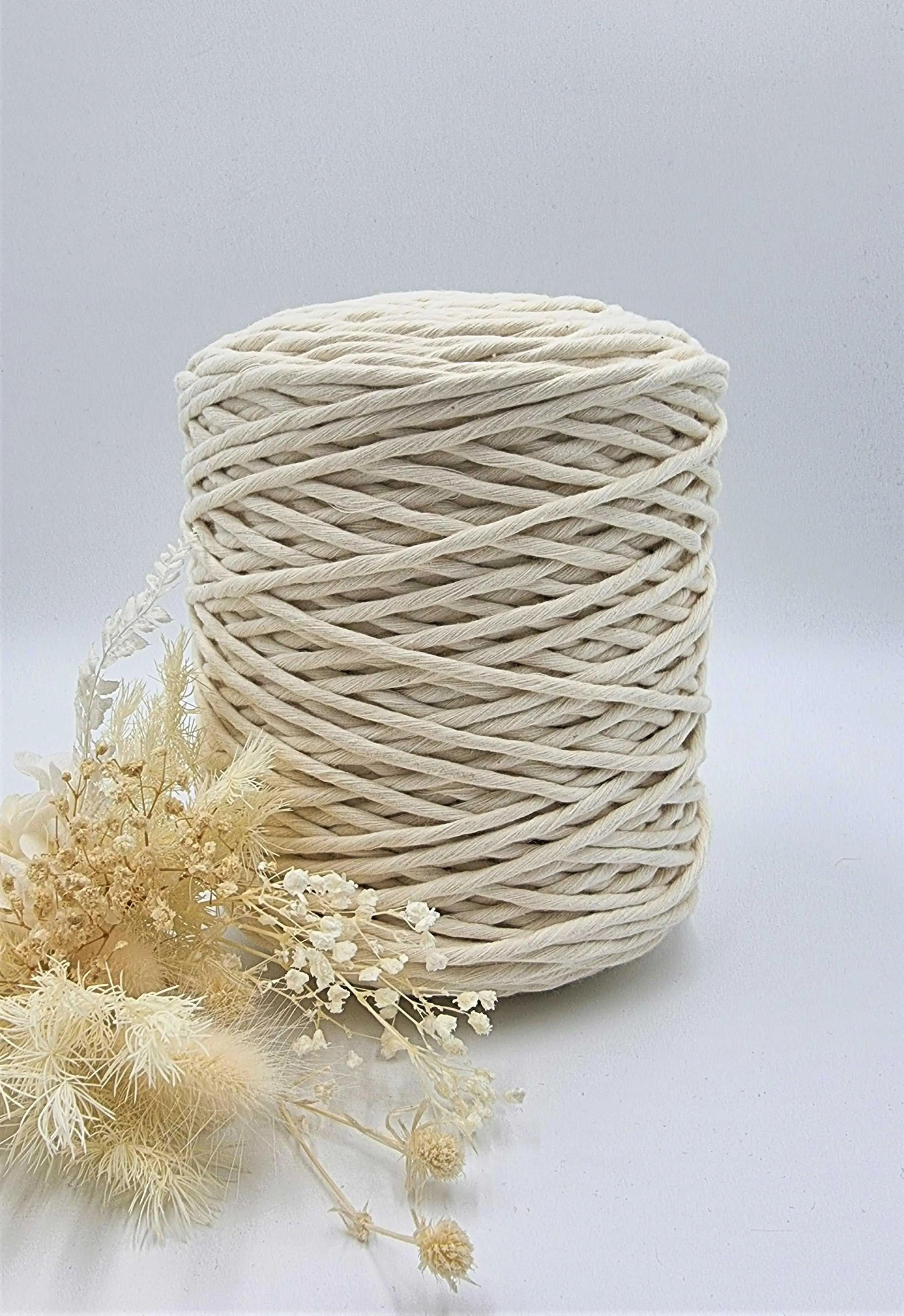 Macrame Cord Natural- 3MM Single Strand Luxe Cotton String 1KG