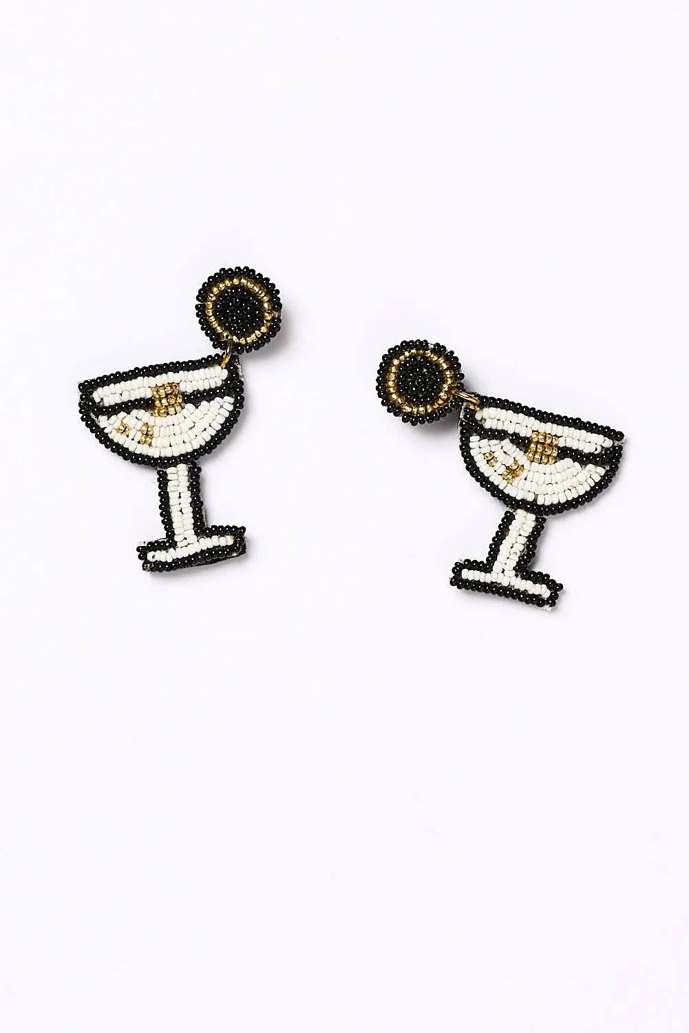 Martini Beaded Earrings in Black and White