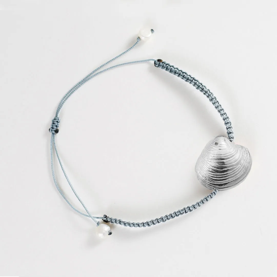 Master clam - macrame bracelet - silver 925 - light blue