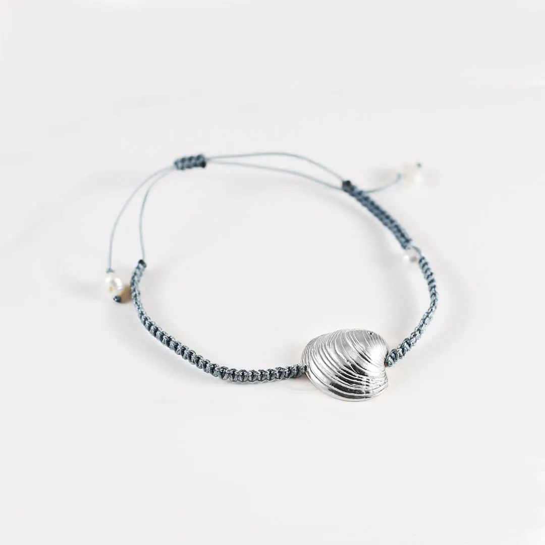 Master clam - macrame bracelet - silver 925 - light blue