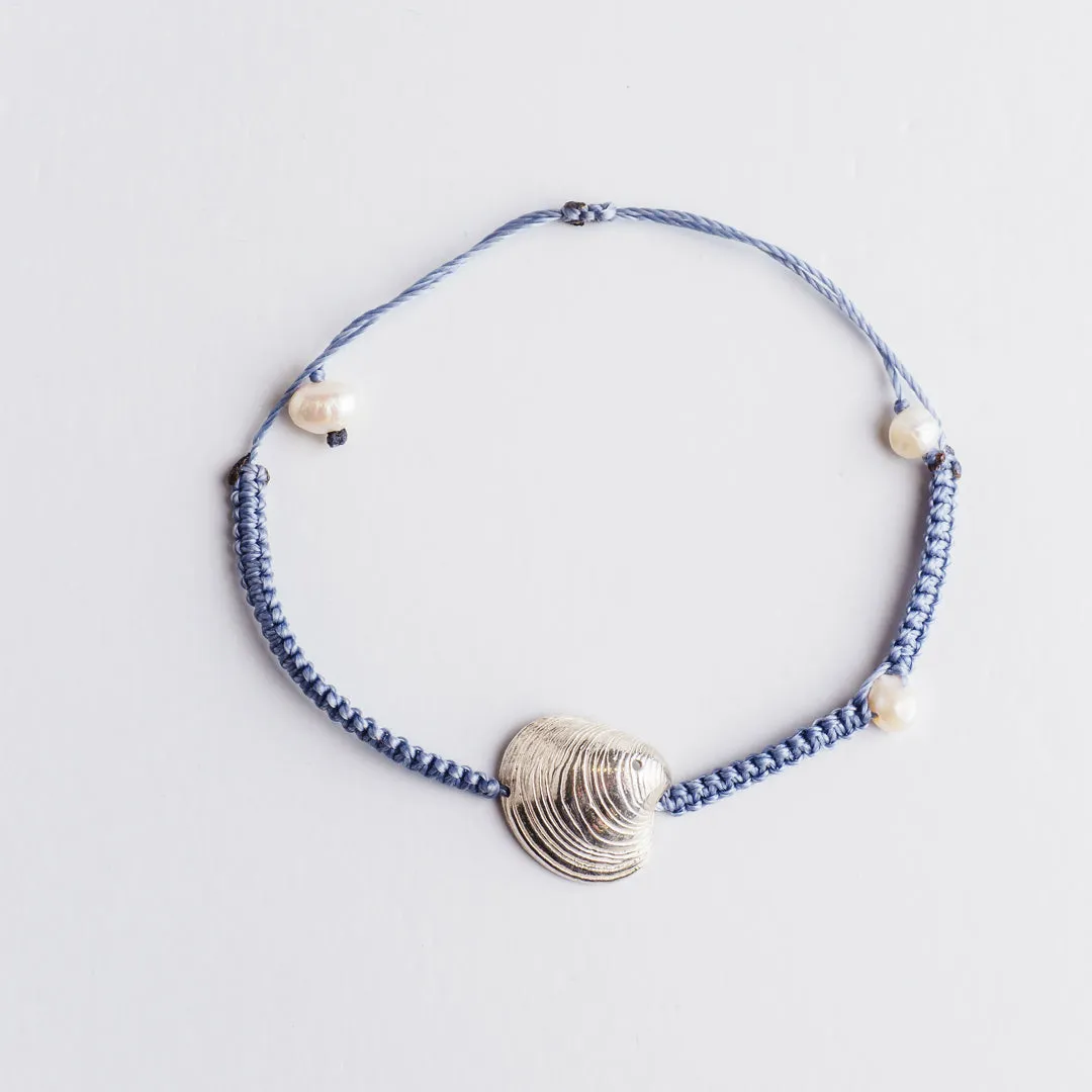 Master clam - macrame bracelet - silver 925 - light blue