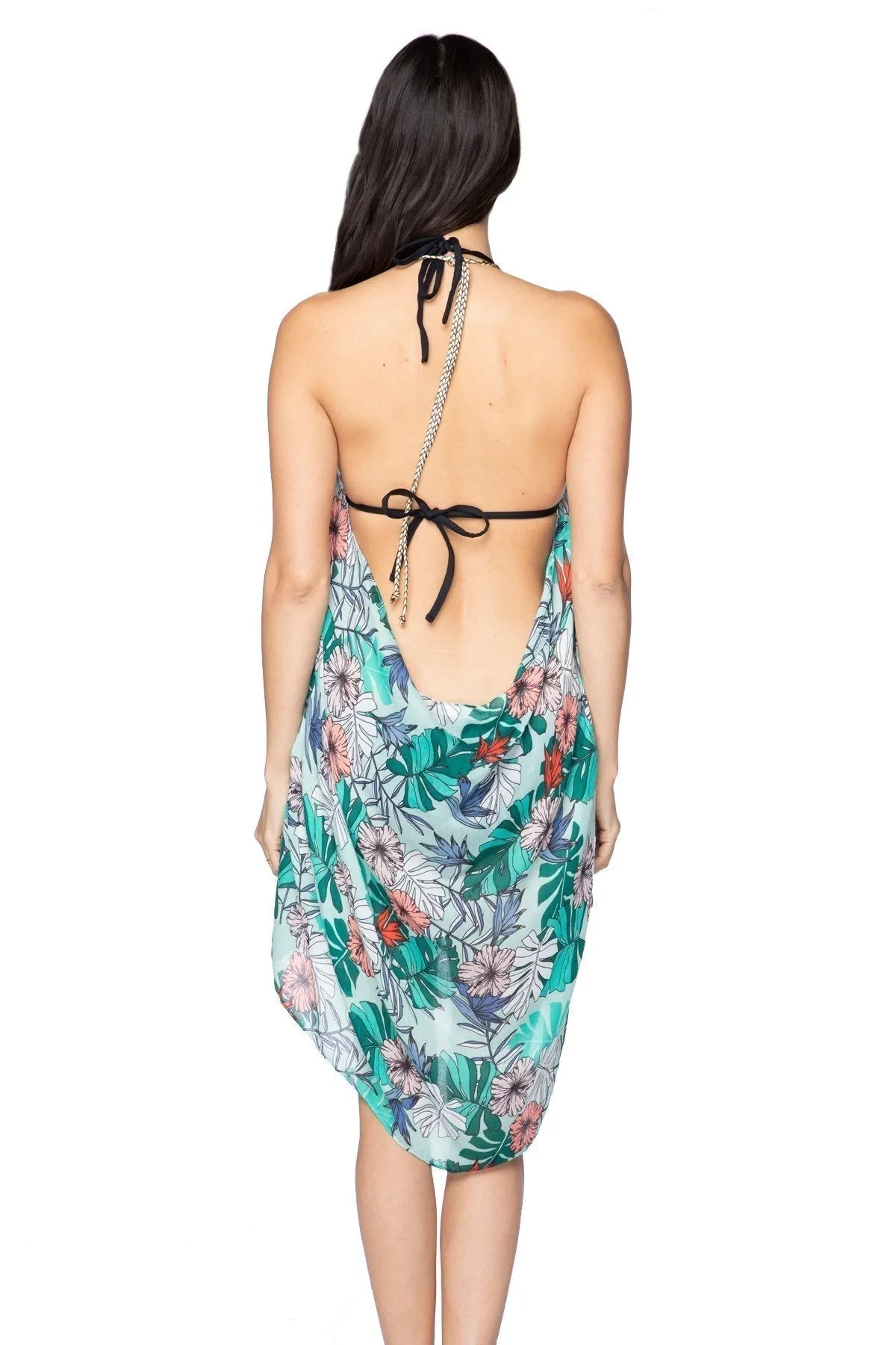 Maxi Halter Short Sundress Coverup in The Caribbean print