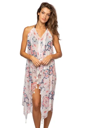 Maxi Halter Sundress Coverup in Cosmic Drama Print Pink