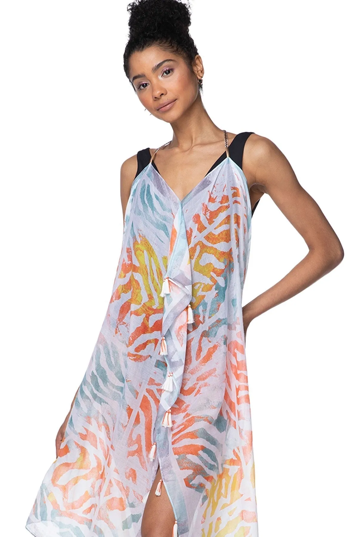 Maxi Halter Sundress Coverup in Summer Sahara Print