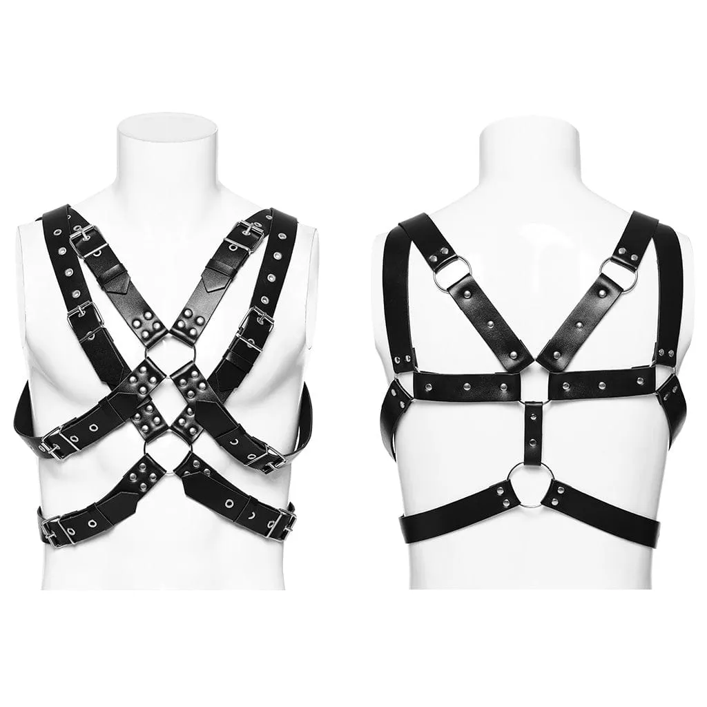 Men's Punk Crossed Faux Leather Harness