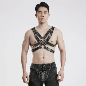 Men's Punk Crossed Faux Leather Harness