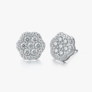 Moissanite S925 Flower Full Pave Stud Earrings