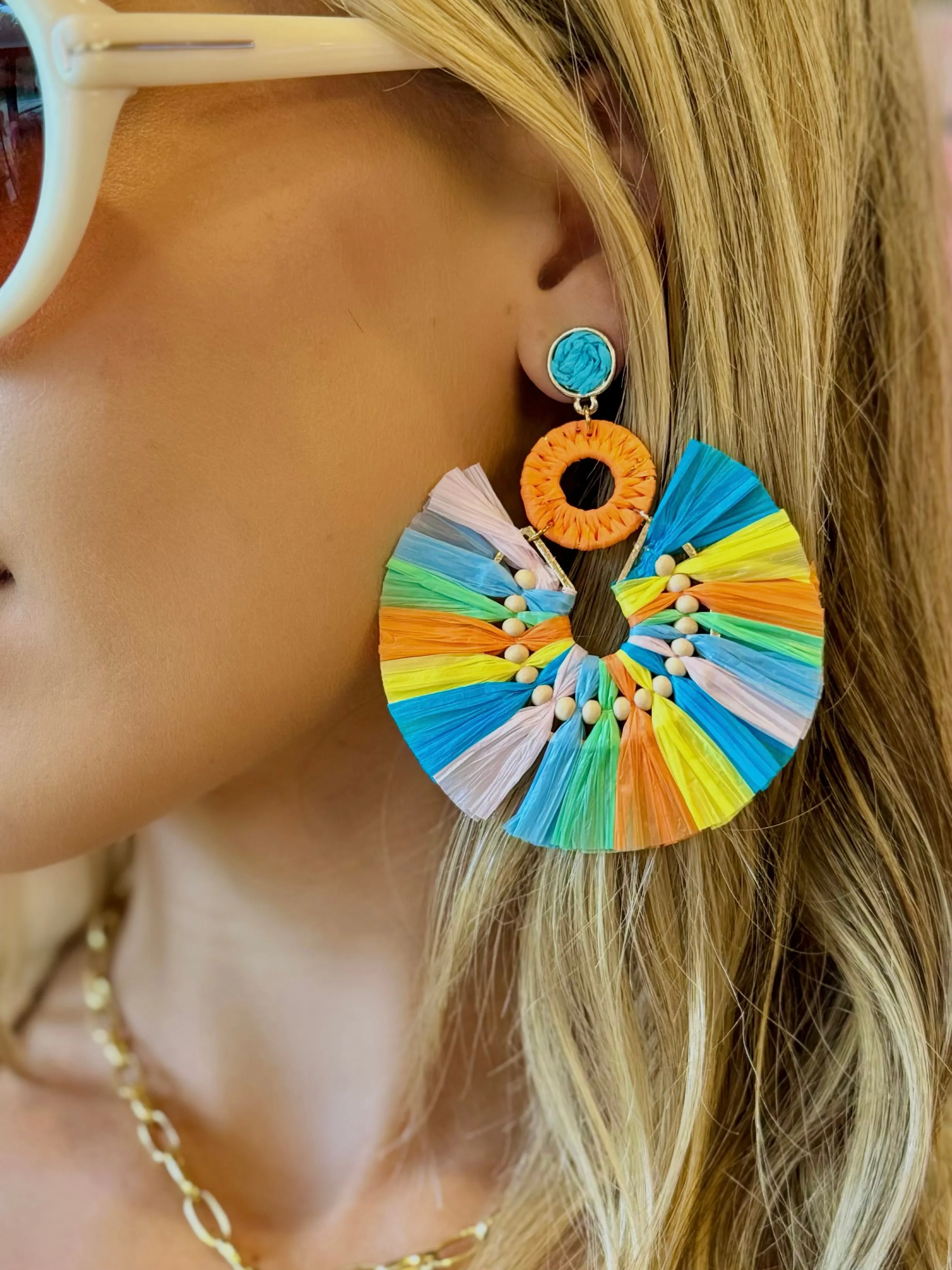 Multi Colored Rattan Earrings- SALE